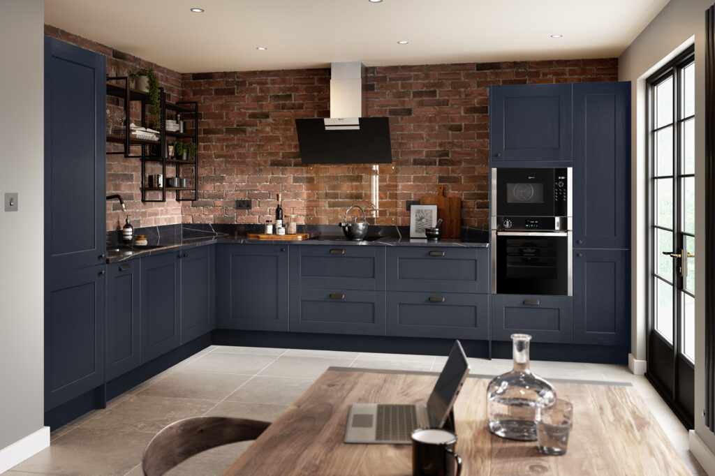 Belsay Woodgrain Kitchen in Indigo