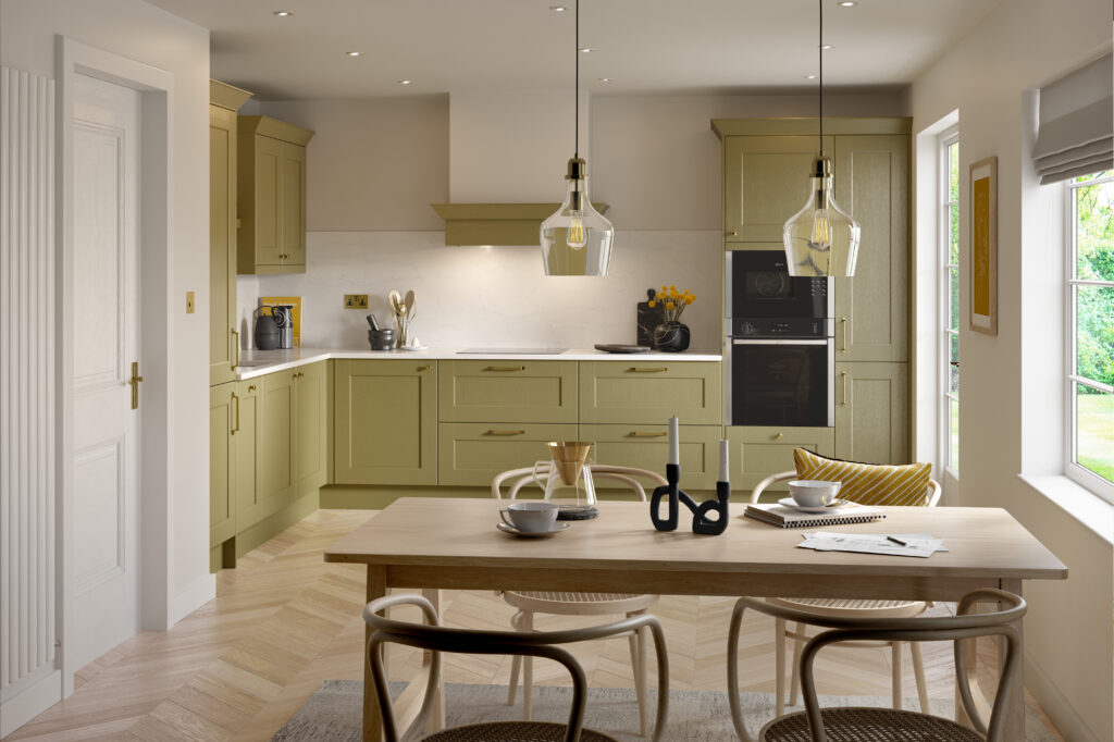 Belsay Woodgrain Kitchen in Olive