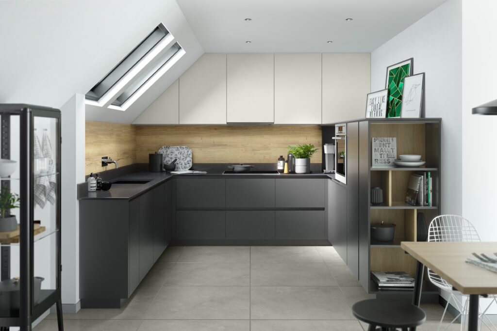 Unity Kitchen in Graphite Supermatt and Light Grey Supermatt