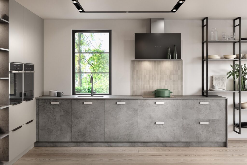 Unity Kitchen in Pebble Grey Supermatt and Trellick Concrete