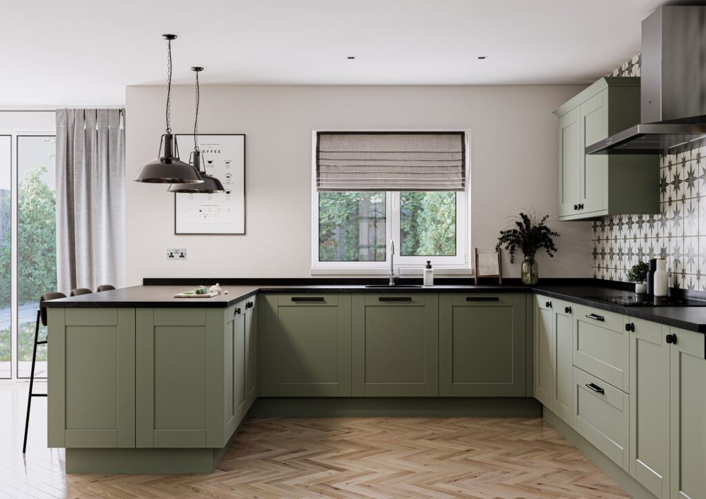 Belsay Smooth Kitchen in Reed Green